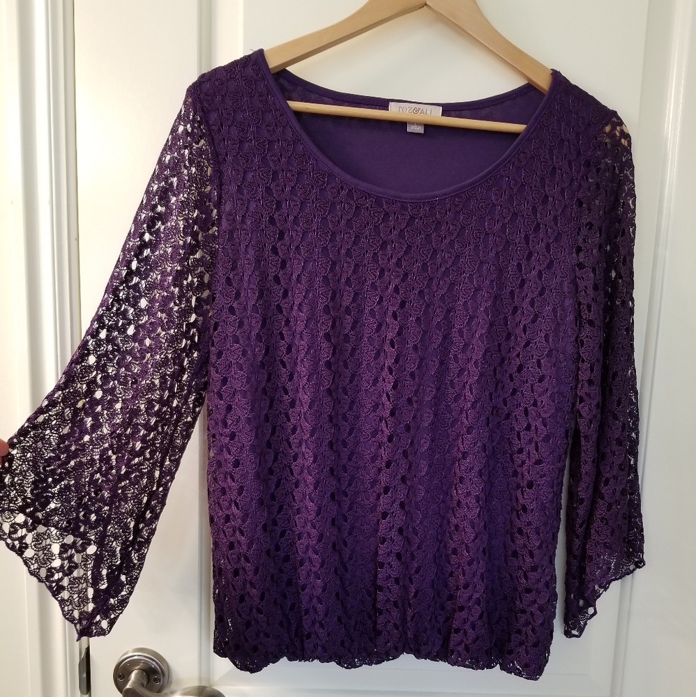 Purple crocheted blouse (Roz & Ali)